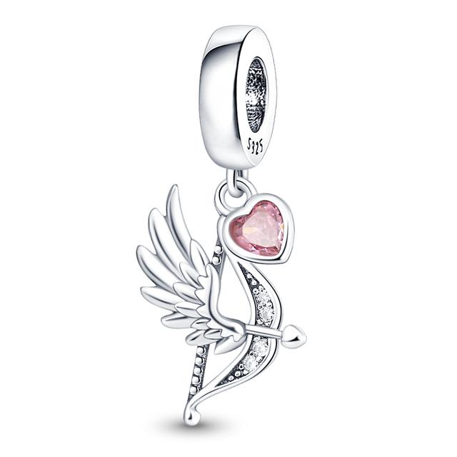 Стерлингового Серебра 925 пробы Love You Mom с двойным сердцем, висячие бусины с разрезом, подходят для оригинального модного браслета, сделай сам, для женщин, ювелирные изделия, подарок