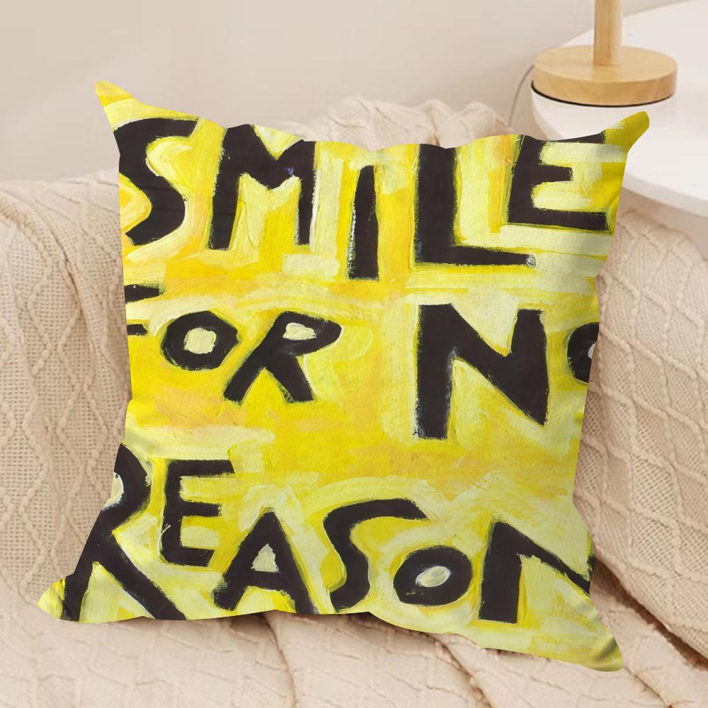 Creative Watercolor Words Cushion Cover Short Plush Double-Sided Print Square Throw Pillow Covers Sofa Home Cushion Decor