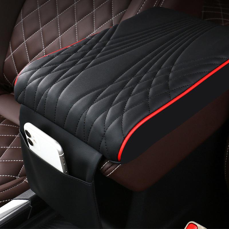 SEAMETAL Подушка подлокотника из ПУ кожи, защитная накладка на подлокотник, универсальная подушка для подлокотника центральной консоли автомобиля, сиденье-бокс с сумкой для хранения, стайлинг автомобиля