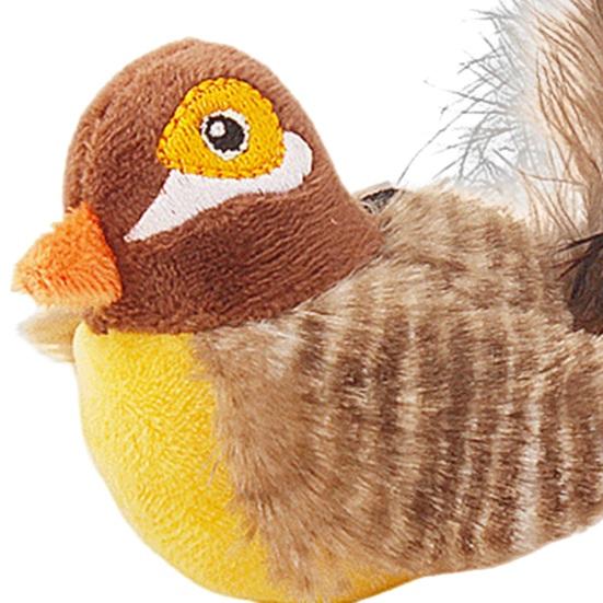 Интерактивная игрушка для кошек «Щебечущая птичка», активируемая прикосновением, игрушка для котят, пищащая игрушка для кошек с перьевым хвостом, плюшевая игрушка-дразнилка в виде птички для домашних кошек