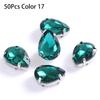 50Pcs/Pack Teardrop Shape Glitter Sewing Rhinestones Diamond Beads Ornament  For Needlework