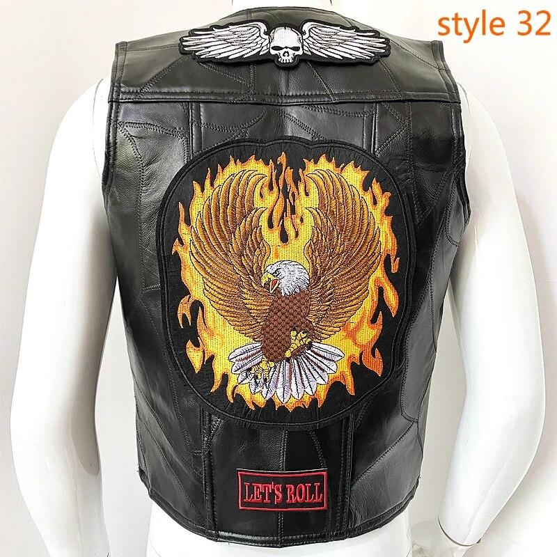 Мужской кожаный жилет с вышивкой Four Seasons Locomotive