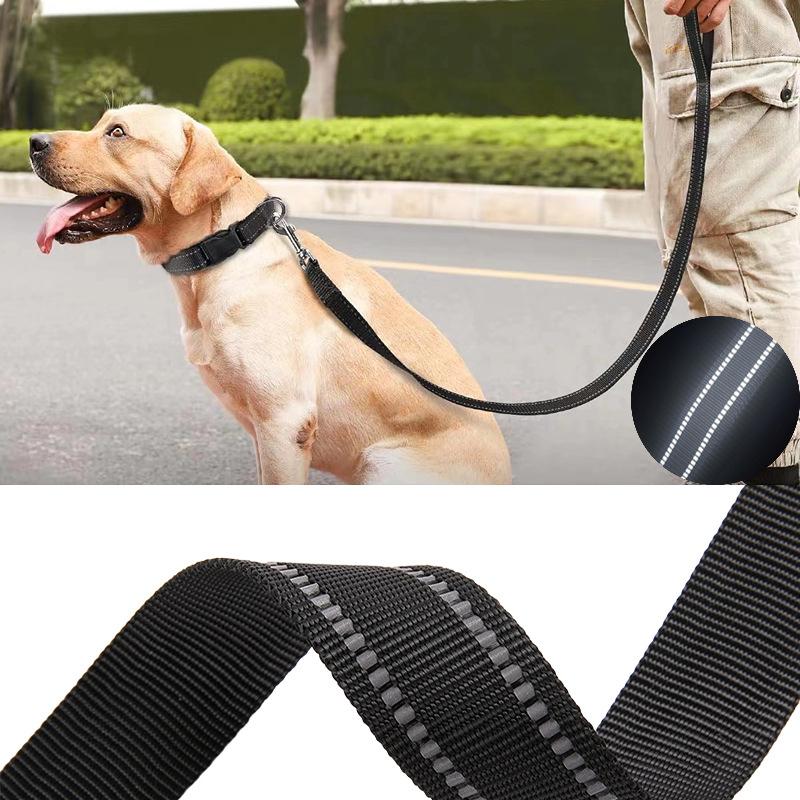 Classic Pet Leash Nylon Webbing Dog Leash Night Reflective Explosion-proof Dog Leashes for Medium and Large Dogs and Cats Outdoor Travel