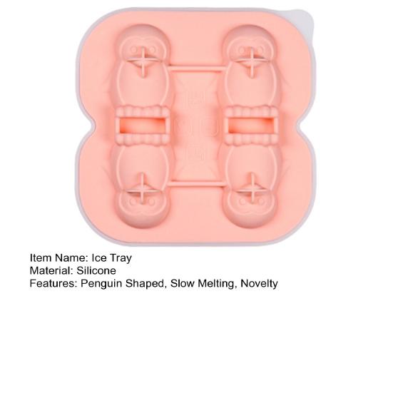 Penguin Shaped Ice Cube Trays 3D Ice Cube Mold Easy Release Slow Melting Ice Maker for Whiskey Cocktails Brandy Coffee