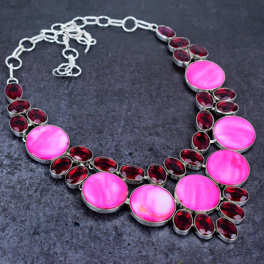 Ювелирные изделия из серебра 925 пробы с розовым перламутром и драгоценными камнями 18 дюймов t1y64