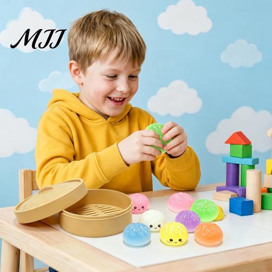 Игрушки-подарки для снятия стресса Набор 'Паровая булочка и пароварка' Успокаивающая настольная игрушка для снятия напряжения Мягкий ТПР Прочный для взрослых Сжать
