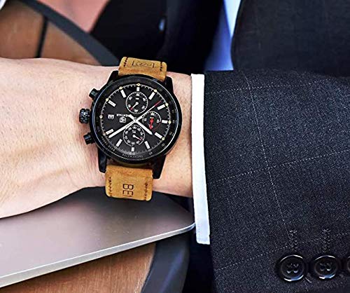 AKNIGHT Натуральная кожа Легко для ношения на руке Мужские часы для японского руководства по эксплуатации Мужские часы, модные, популярные, кварцевые, ремешок, хронограф, кристалл, см.