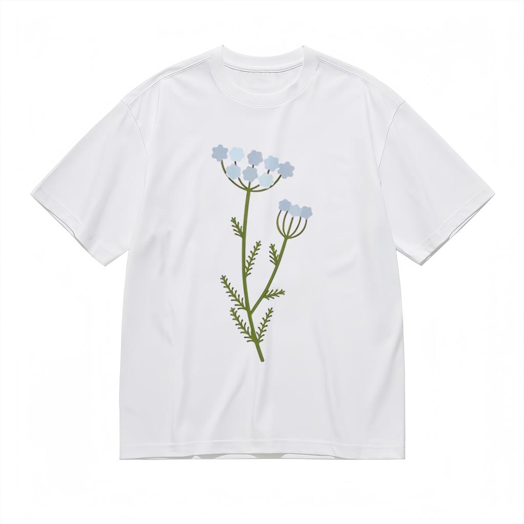 Women's Comfortable Breathable Classic T-Shirt Mens Womens Tees TopMinimalist Blue Floral Tee