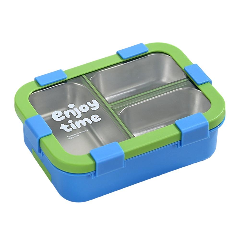 304 Stainless Steel Thermal Lunch Box 3 Compartments Bento Lunch Box  School Use