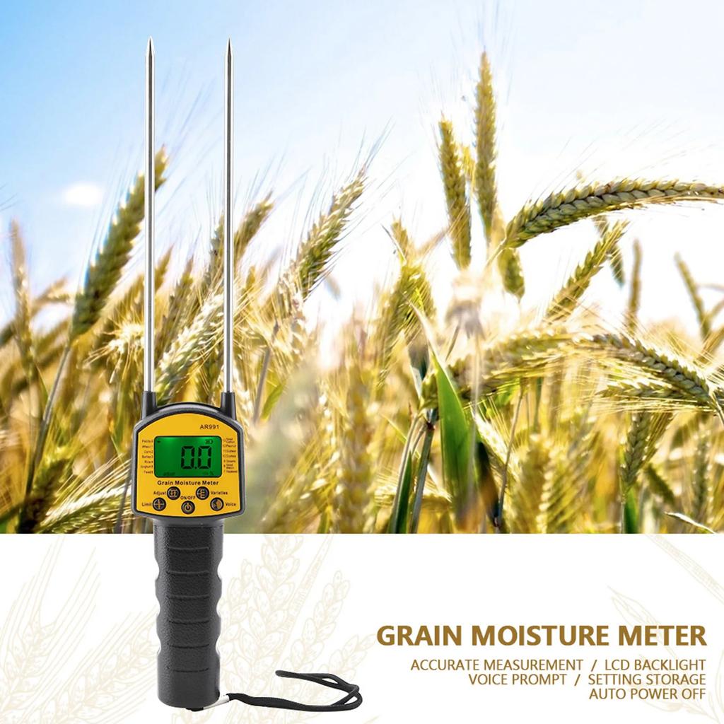 Grain Humidity Meter SMART SENSOR AR991 Digital LCD Grain Moisture Meter for Wheat Corn Rice Peanut Soybean Grain Moisture Meter