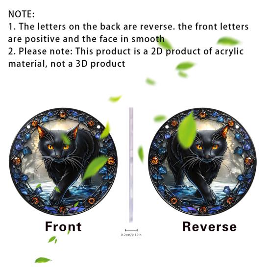 Halloween Witch Black Cat Hanging Sign 2D Flat Acrylic Broom