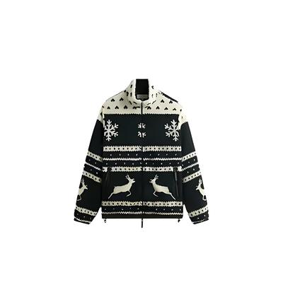 Kith FW24 Mas Series Модная универсальная мягкая куртка с воротником-стойкой, удобная куртка унисекс, цвет черный белый KHM010731-302