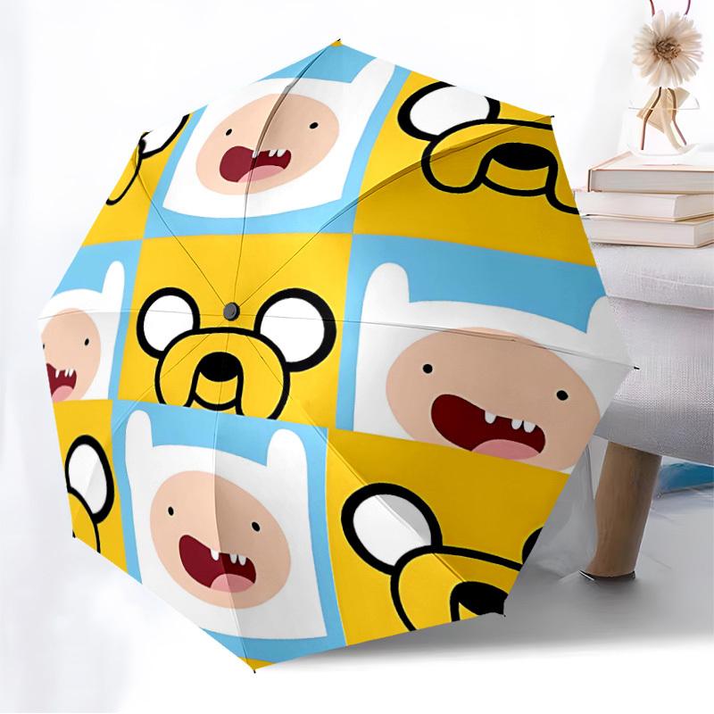 1pc Adventure Time Characters Automatic Folding Umbrella, Compact 8-Rib Design, Durable Plastic & Iron, Lightweight for Outdoor Daily Use, a0929143