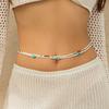 Sexy Beach Decorative Body Chain Bodychain Vacation Turquoise Rice Bead Elastic Double Waist Chain