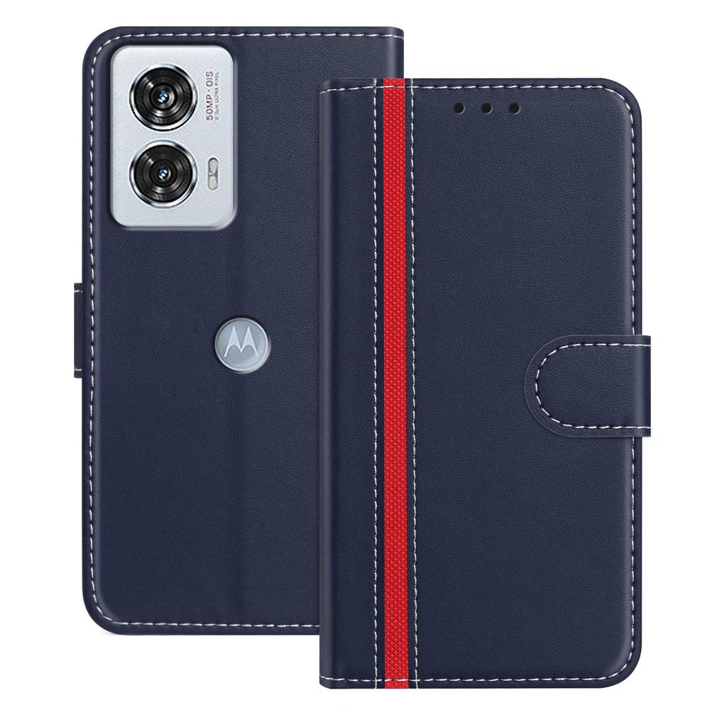 For Motorola Edge 50 Fusion 5G Phone Cases Wallet Stand Color Splicing Leather Cover with Magnetic Clasp