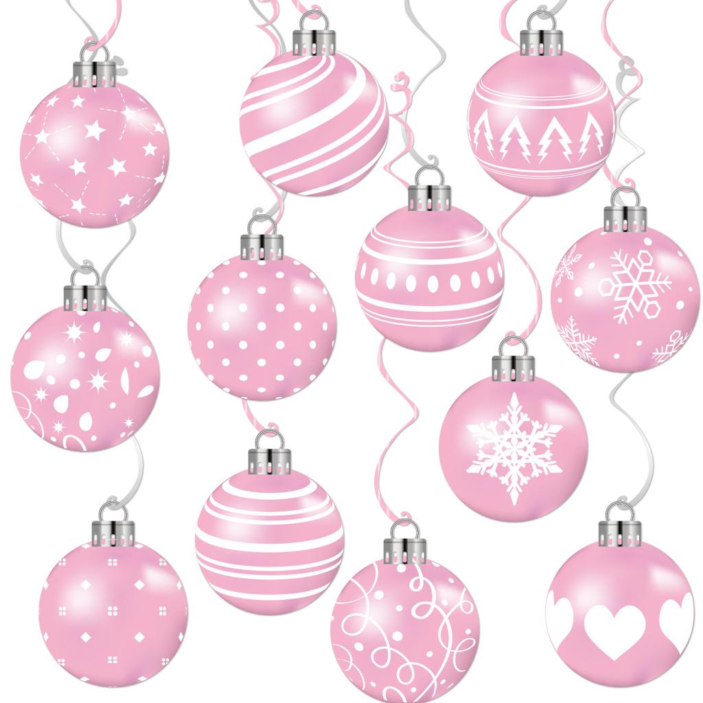 New Style, Christmas Theme, Pink, Paper, Christmas Ball, Spiral Pendant, Party Scene Decoration, Decorative Supplies