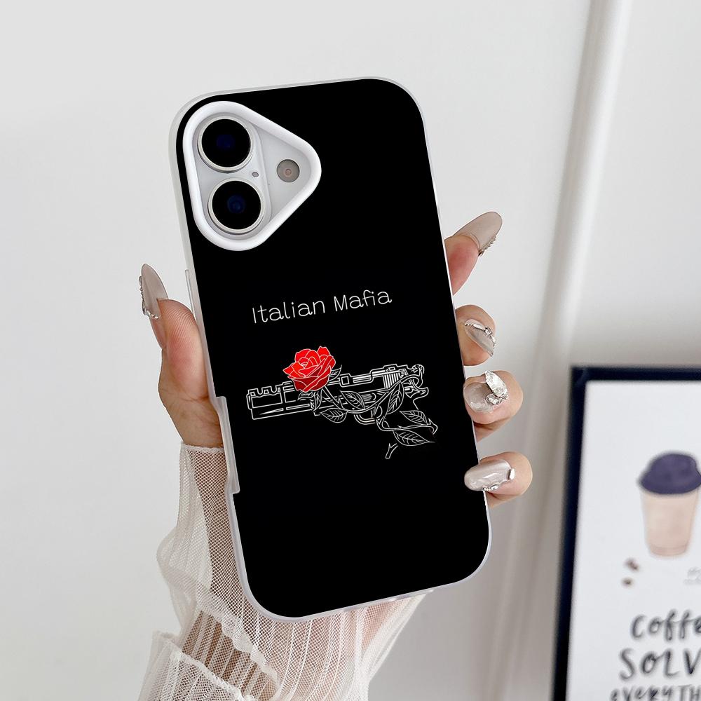 Чехол для iPhone 17 16 15 14 13 12 11 Air Pro Max Plus в стиле Итальянской Мафии, Гелевый, Двухслойный, Белый