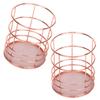 2Pcs Rose Gold Pen Holder Stainless Steel Storage Container Desktop Storage Box  Makeup Organizer
