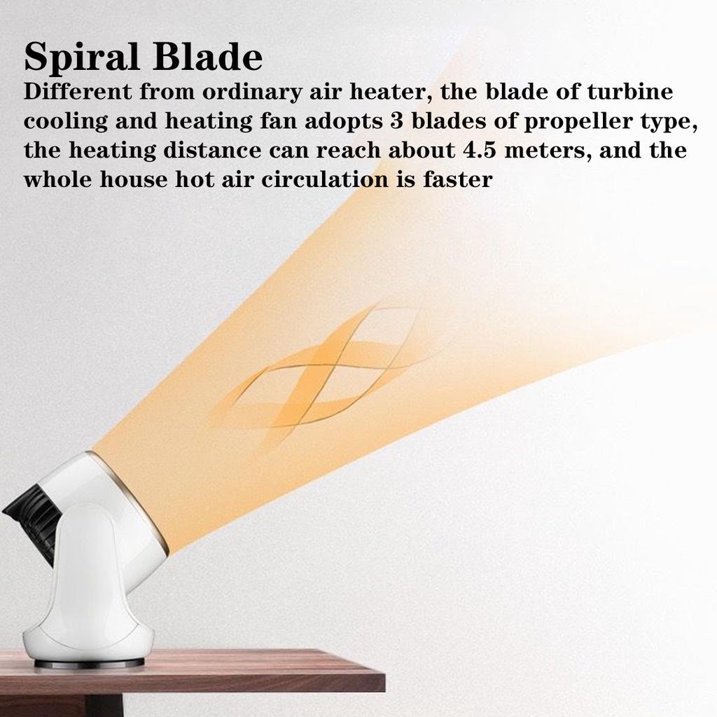 Electric Heater Portable Heating Fan Mini Desktop Air Cold Warm Heater Fan Winter 3 Gears Remote Control Wide for Home