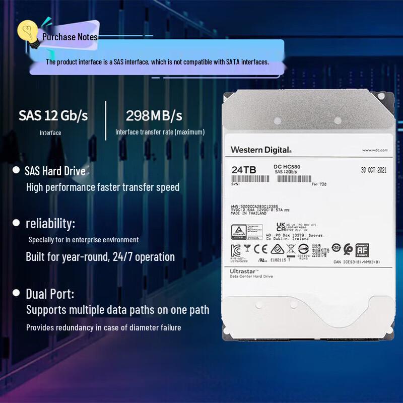 WD 24TB Enterprise SAS Hard Drive