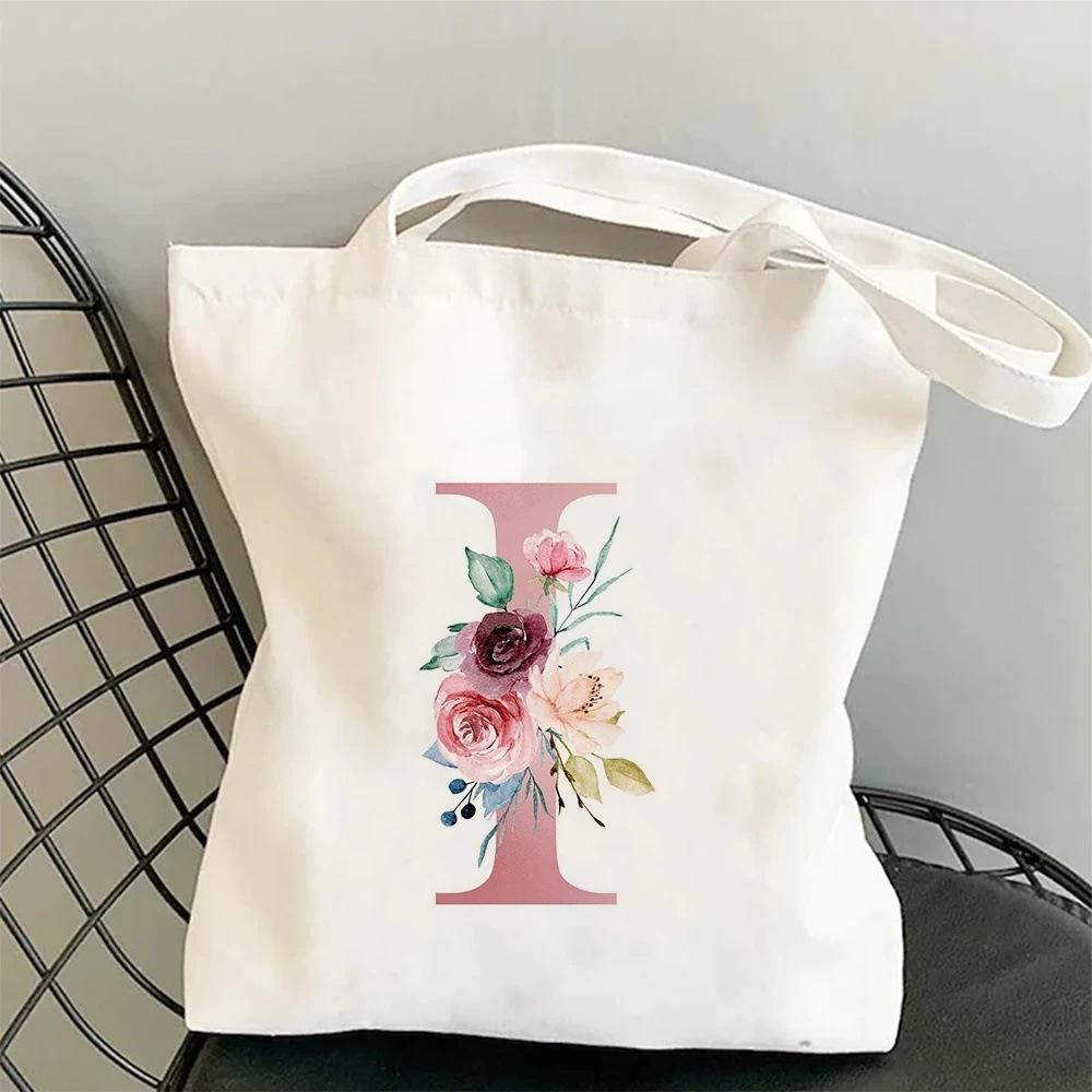26 Letter Printed Canvas Bag Handbag Large Capacity Fashion Student Shoulder Bag Women