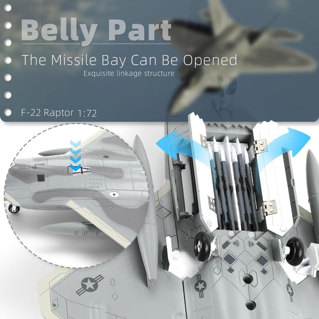 NUOTIE Raptor Metal Fighter Attack Prebuild Model Finish Product Aircraft Alloy Diecast Airplane Military Display Model Aircraft 27th 1/72 F-22 (FF