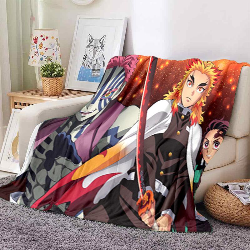 Japanese manga artist Koyoharu Gotouge's Demon Slayer blanket Soft and portable four season home bed, office travel, lunch break, warm blanket K24