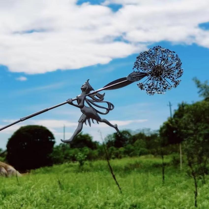 Металлический Сад Двор Искусство Декор Газон Ландшафтная Скульптура Пикси Украшение Сад Декоративные Феи и Одуванчики Танцуют Вместе