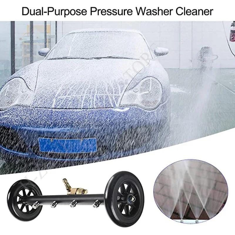 5000PSI Car Chassis High Pressure Washer 16 Inch Electric Car Washing Locomotive Bottom Water Broom with 2 Extension Rods