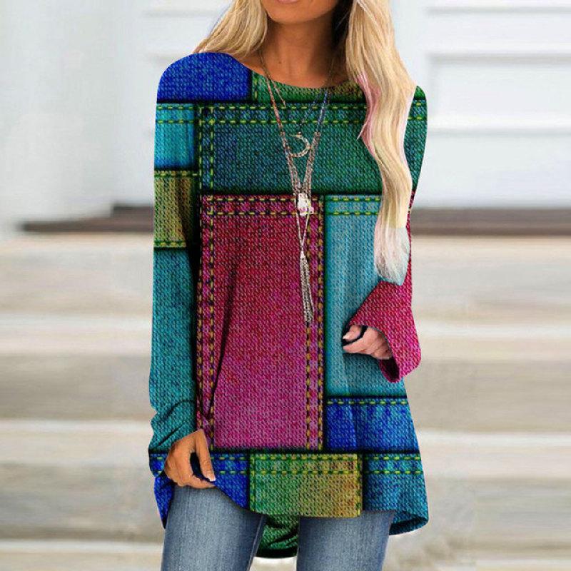 Женский базовый свободный топ с круглым вырезом и длинными рукавами, дышащий пуловер с длинными рукавами, повседневная футболка в стиле Харадзюку