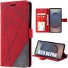 Case for Samsung Galaxy S25 Ultra - BOOLING - Red Leather Effect Shockproof 360° Protection