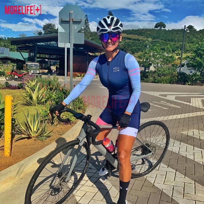 Monos Mujer Triathlon Women's Cycling Jumpsuit the Little Monkey Suit Pink Women's Bicycle Clothes Long Sleeve Free Shipping