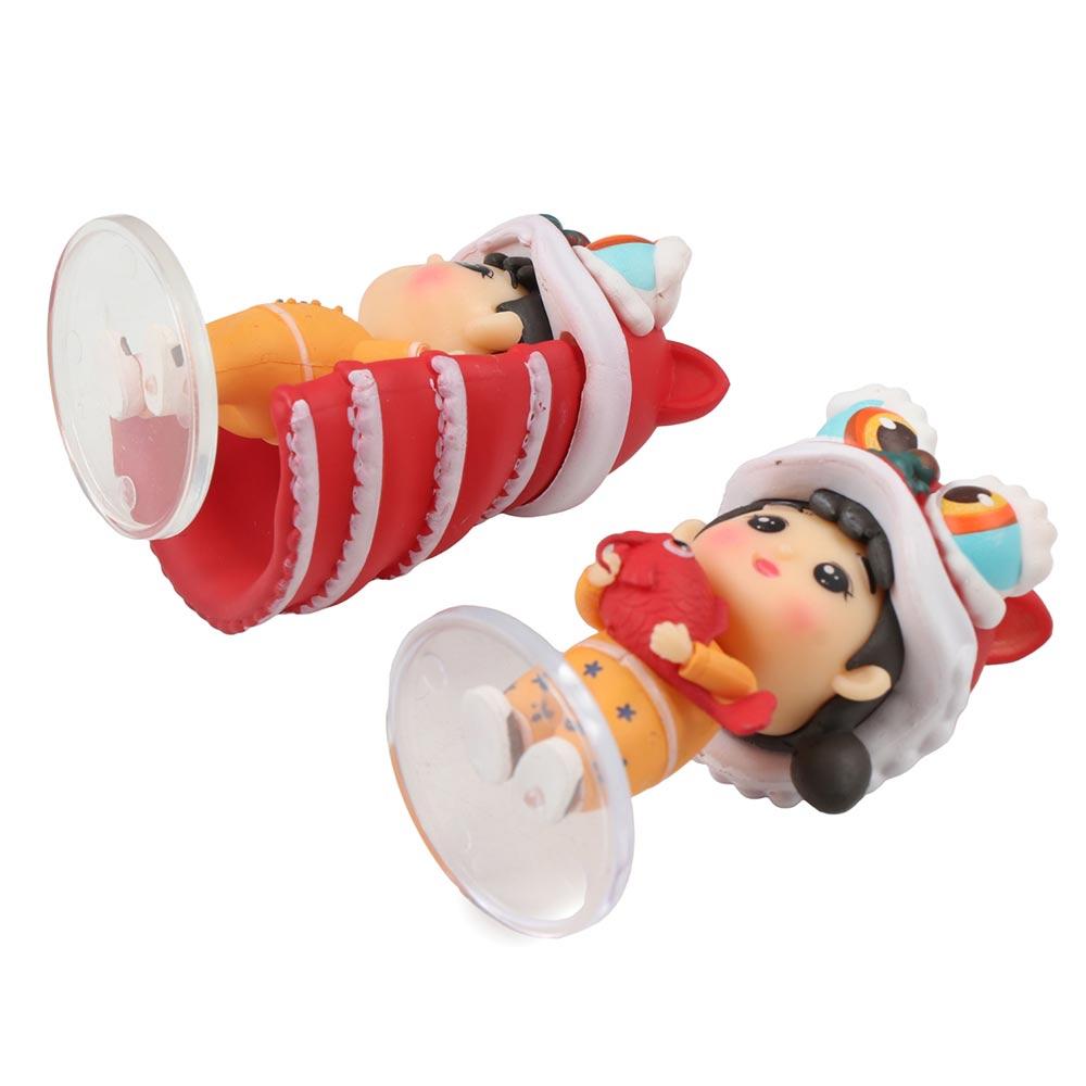 Мальчик и девочка Танец льва Статуя мальчика Китайский стиль Танец льва Украшения Весенний фестиваль