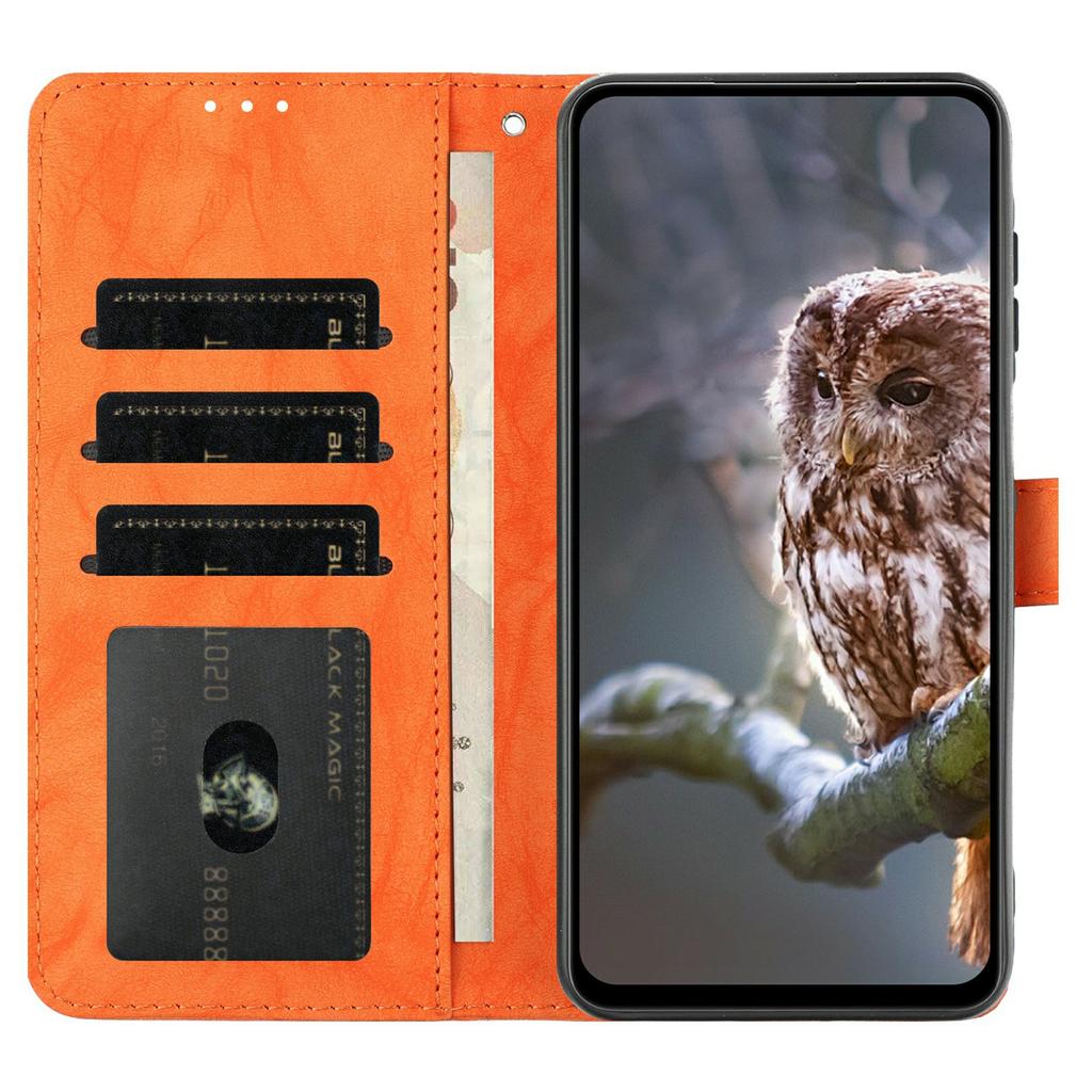 For Motorola Edge 60 5G/60s 5G/Fusion 5G Case Owl Imprinted PU Leather Wallet Phone Cover with Wrist Strap