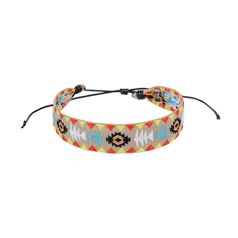 Cross-Border Bracelet Retro Handmade Bracelet Bohemian Printed Fabric Artistic Bracelet Carrying Strap Ethnic Style