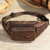 Vintage Crazy Horse Leather Men's Chest Bag Genuine Leather Single Shoulder Crossbody Bag Casual Head Layer Cowhide Sports Chest Bag