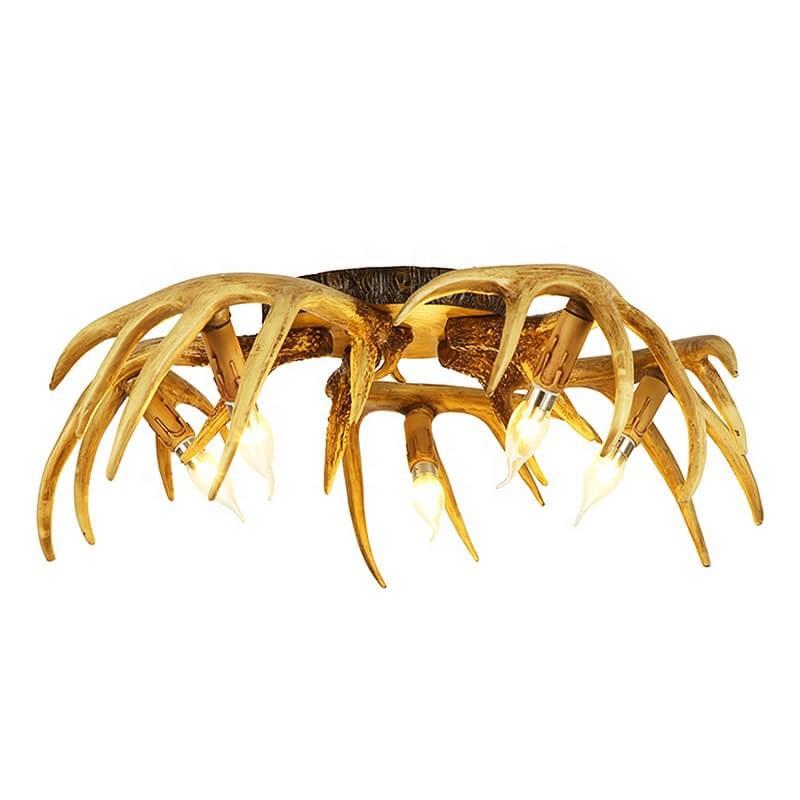 Люстра из рога оленя Ретро Гостиная Столовая Спальня Кабинет Потолочный светильник