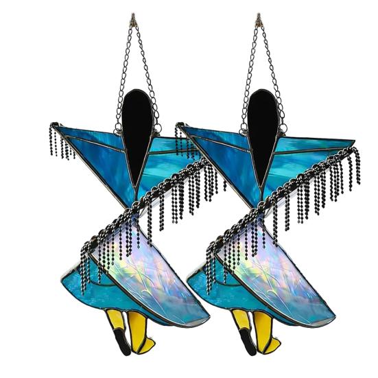 Bohemian Handcrafted Dancer Wind Chime Stained Glass Style Hanging Spinner Colorful Acrylic Suncatcher for Indoor Outdoor Window Patio Garden Decor