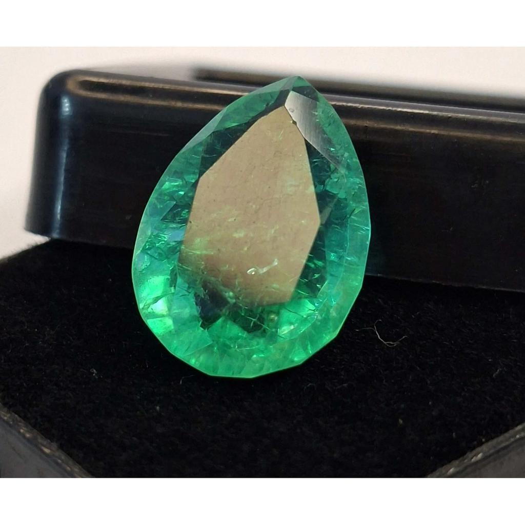 Stunning Green Emerald Colombian Natural Pear Cut 6-8 Ct Certified Gemstone