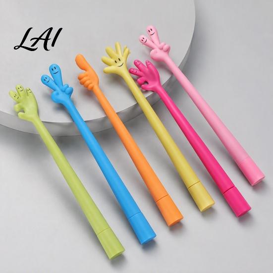 Ergonomic Grip Pens Cartoon Expression Finger Ballpoint Pen 0.5MM Fine Point Flexible Ball Quick Drying Ink Smooth Writing Pen for Students