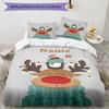 3pcs Custom Name Christmas reindeer Bedding Set Duvet Cover Closure Includes 1 Duvet Cover & 2 Pillowcases, Soft and Comfortable for All Seasons.