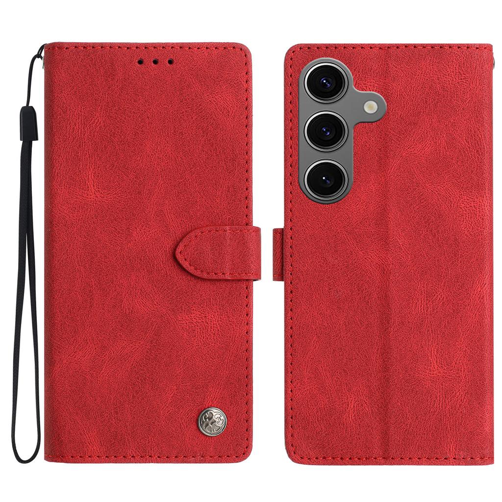 For Samsung Galaxy S24 FE Leather Case Solid Color Phone Wallet Cover