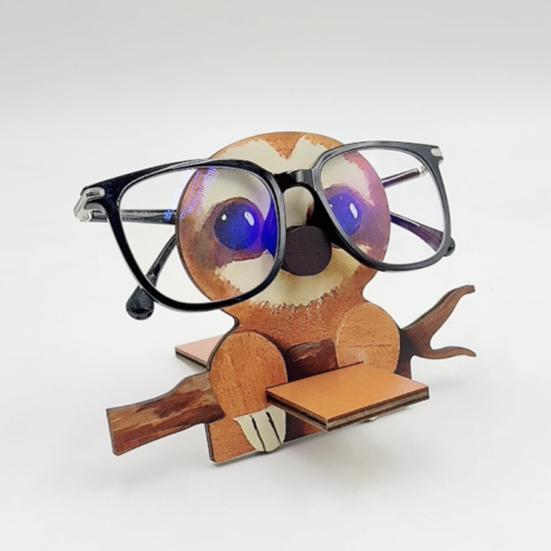 Wooden Glasses Holder Animal Shaped Eyeglass Stand Tabletop Standing Sunglasses Holder for Home Office Desk Decor