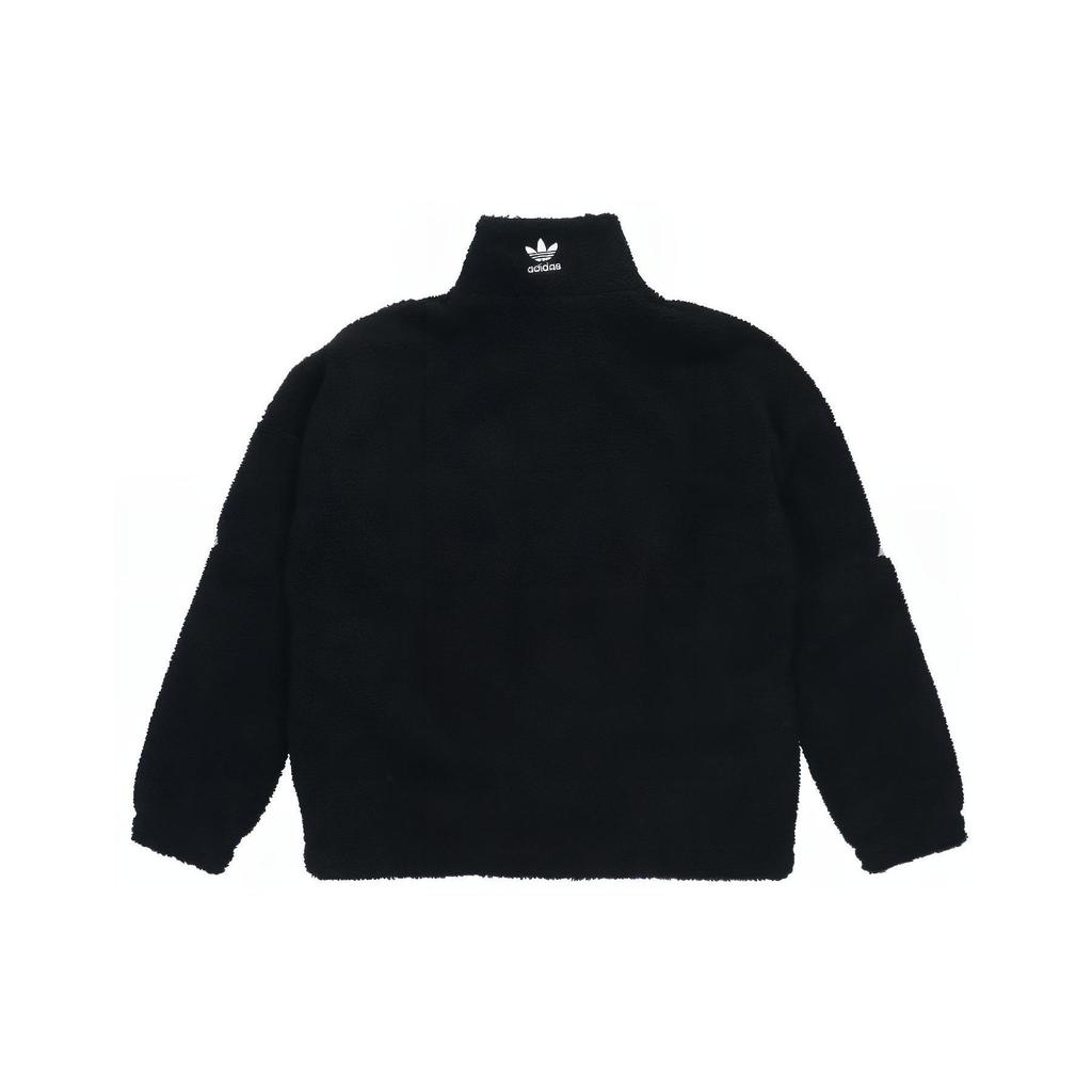 Adidas Спортивная толстая куртка Originals Velvet Stand Collar с контрастным логотипом, черная, унисекс HC0325