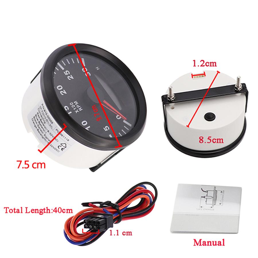 Car SUV 85mm Round Digital Tachometer 3000RPM Hourmeter REV Counter Tacho Meter