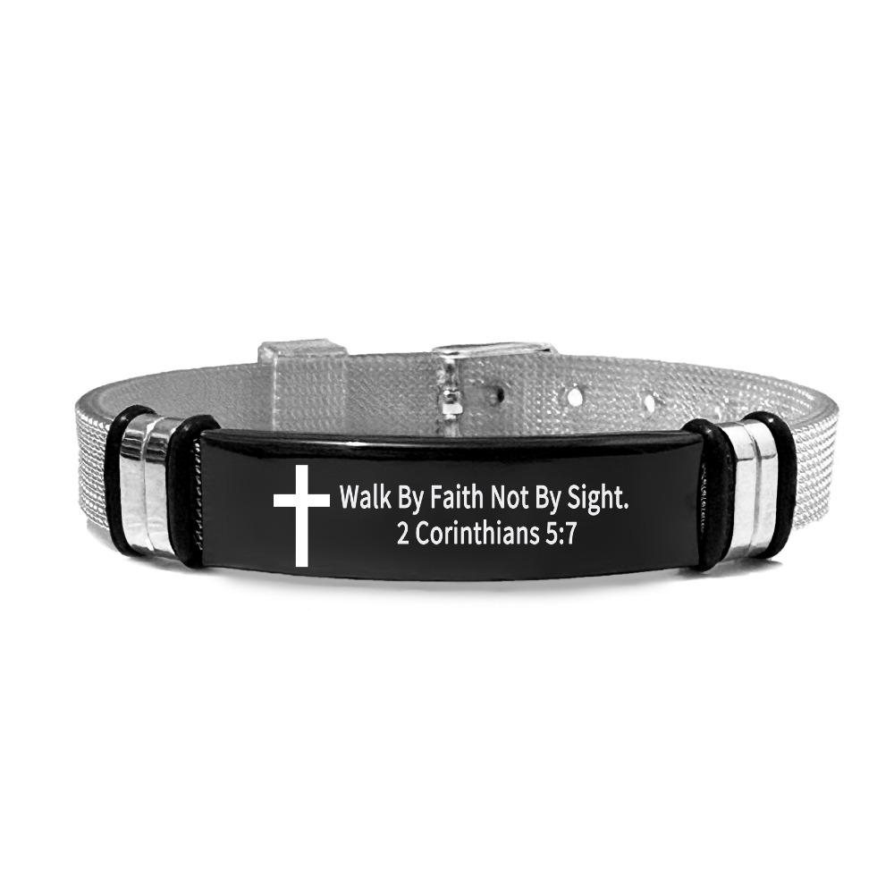 Stainless Steel/PVC Family Friendship Bracelet Adjustable Bible Verse Bracelet Faith Gifts
