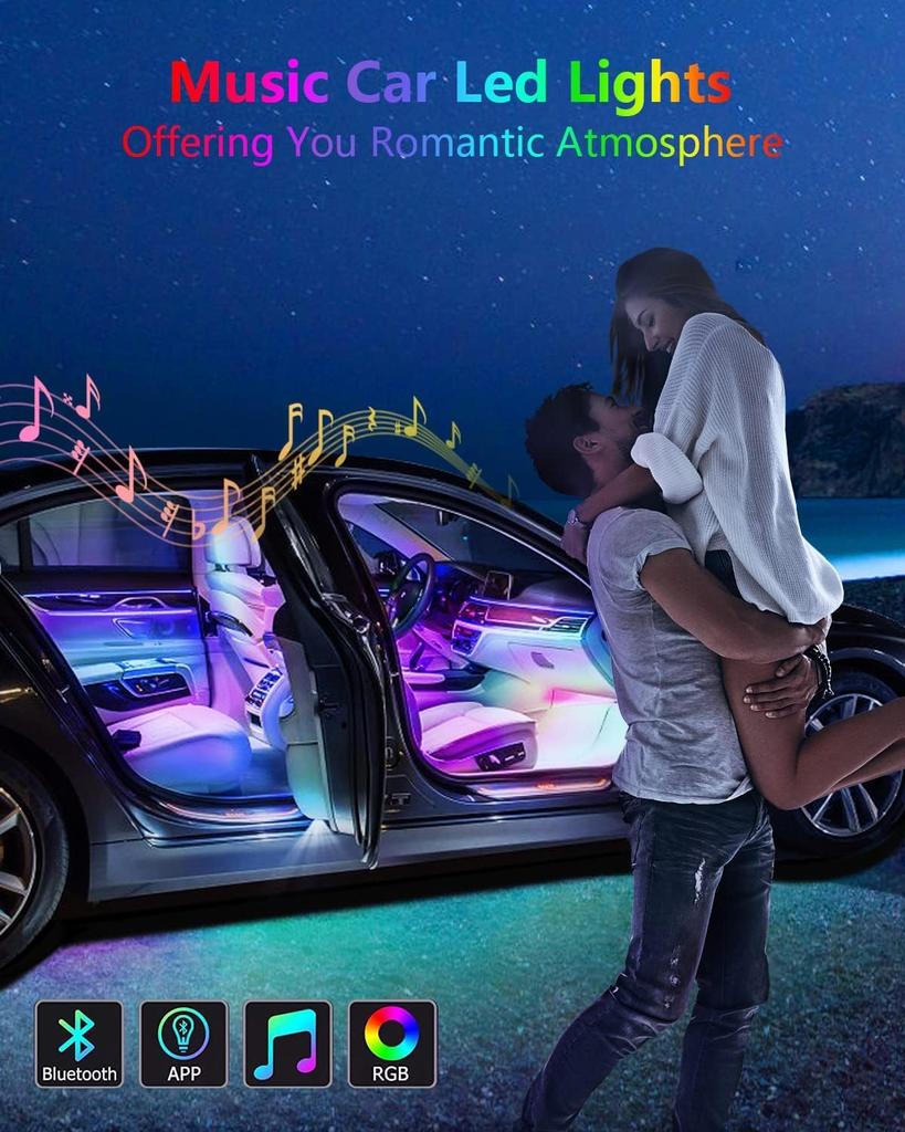 Автомобильная светодиодная лента, подсветка для ног, лампа, , 48SMD, RGB, полноцветная, подсветка для ног, интерьер