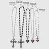 Y2k Gothic style zircon couple cross love pendant necklace, suitable for Christmas and Valentine's Day gifts for lovers and frie