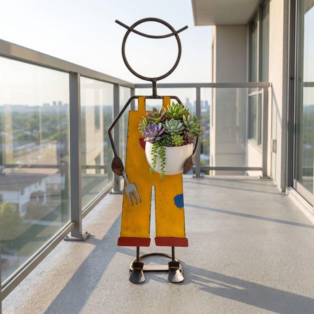 Home Ornaments Garden Sculpture Iron Garden Decoration Creativity Flower Pot Outdoor