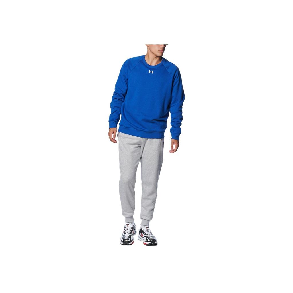 Under Armour Rival Fleece FW24 Свободный Теплый Свитшот с Круглым Вырезом и Длинным Рукавом Мужской свитшот Технически-Синий Белый 1379755-432